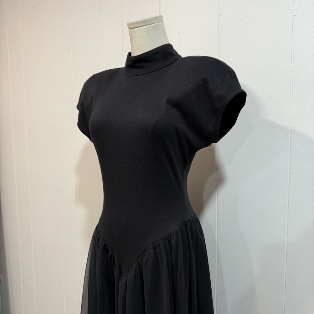 Vintage Arpeja Black Open-Back V-Waist Midi Dress Size 8 Black - Picture 4 of 11
